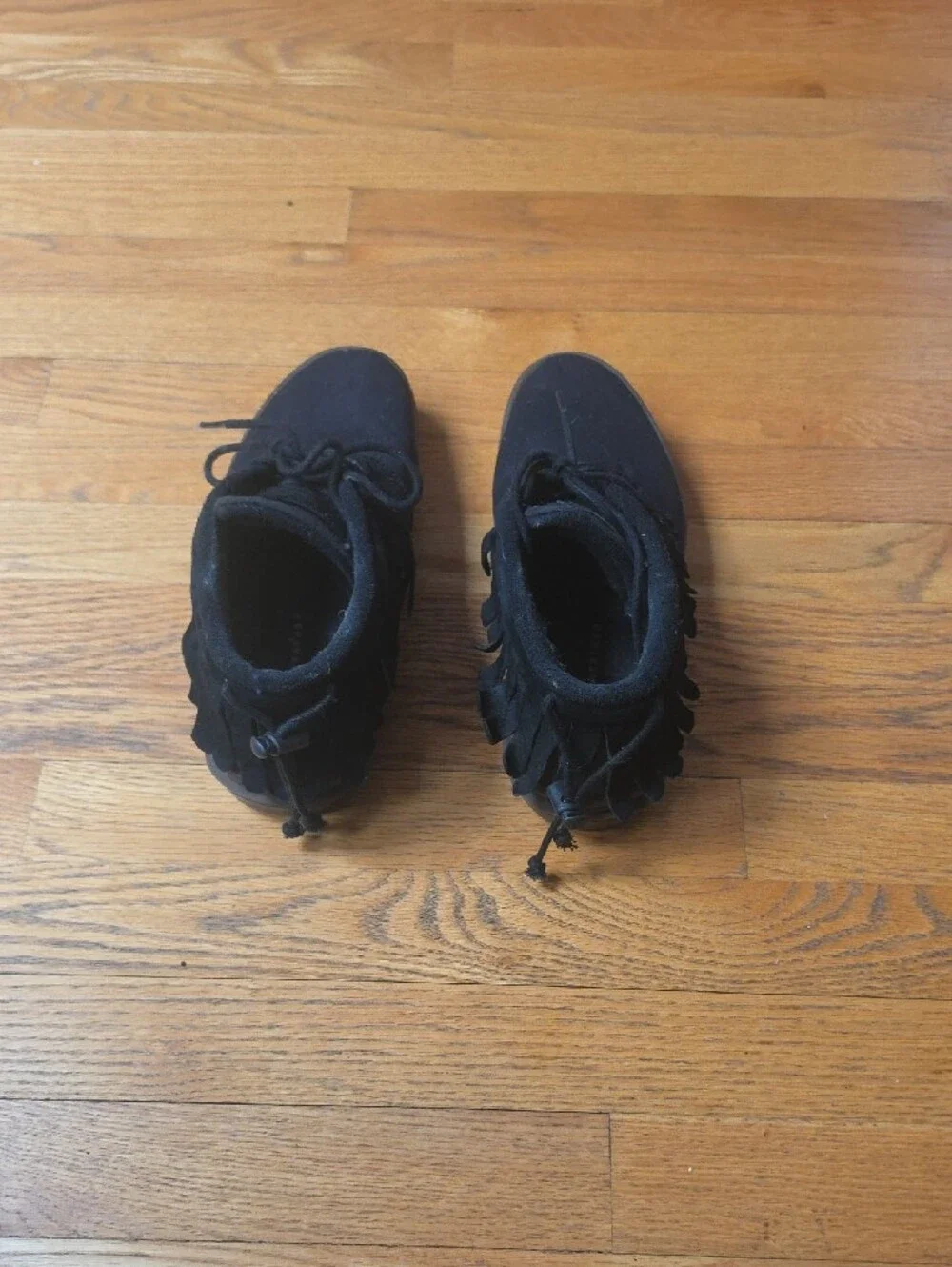 Men's Clear WeatherBlack Suede Mid-Top Casual Shoes with Fringe